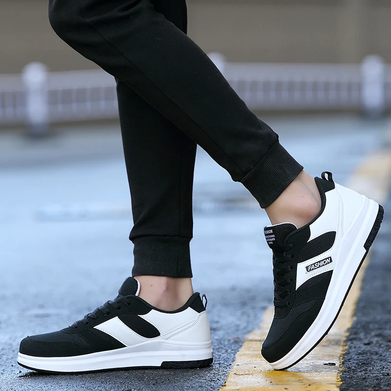 

New Trend Running Shoes For Couples Anti-Slip Men Walking Shoes Pu Leather Ladies Shoes Athletic Lace Up Sports Sneakers Man
