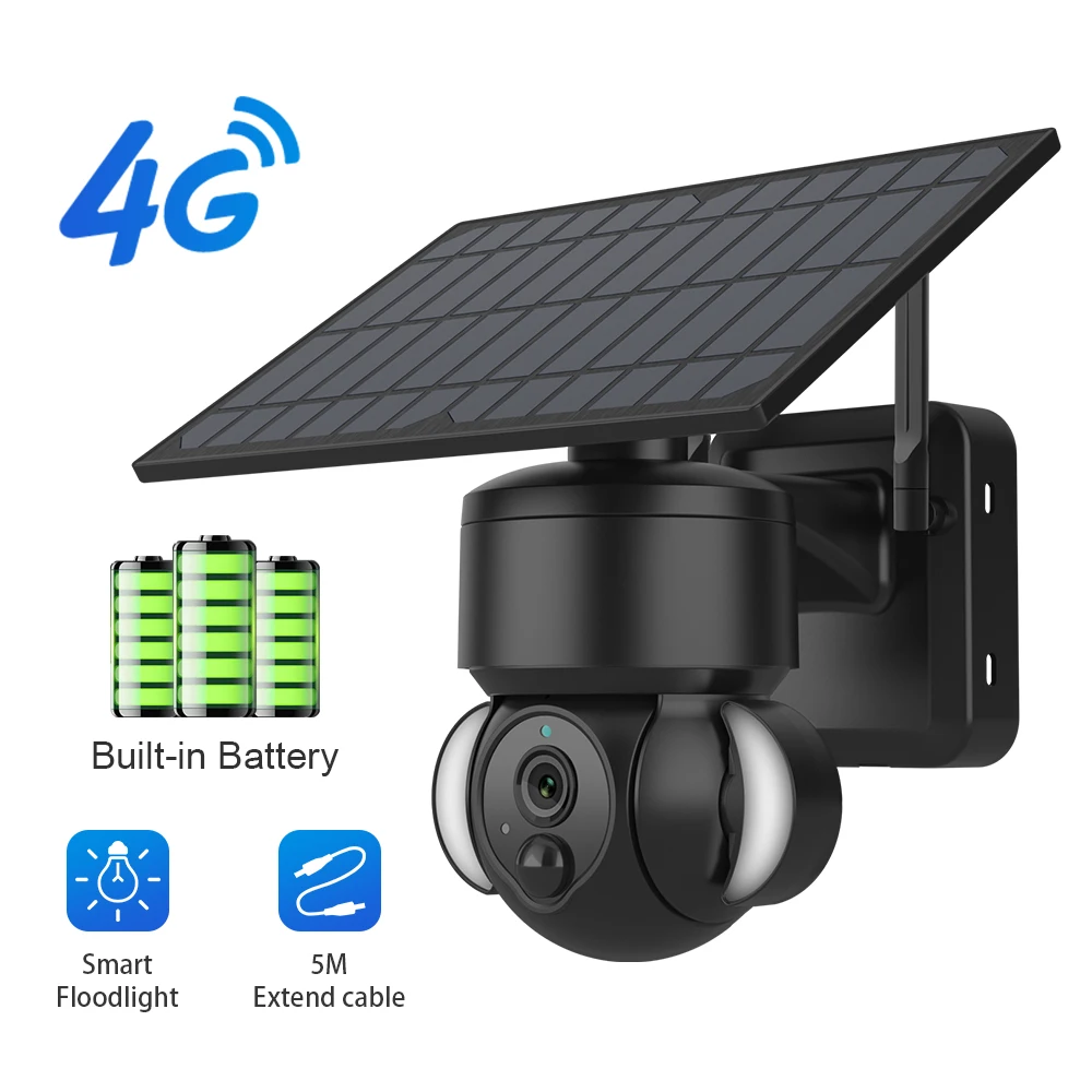 Наружная камера 4G sim Встроенная батарея 1080P Солнечная Беспроводная ip-камера