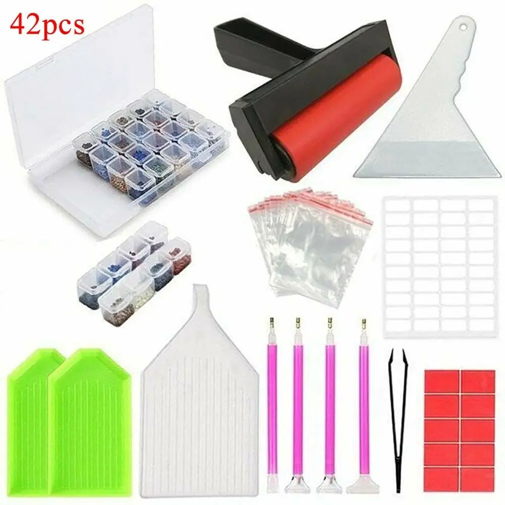 

5D Diamonds Painting Tools and Accessories Kits with Diamond Painting Roller and Diamond Embroidery Box for Adults or Kids