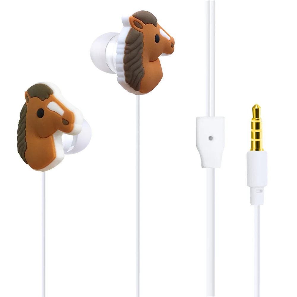TORTOYO Новый дизайн мультфильм лиса кран лошадь Мультфильм проводной 3 5 мм в ухо