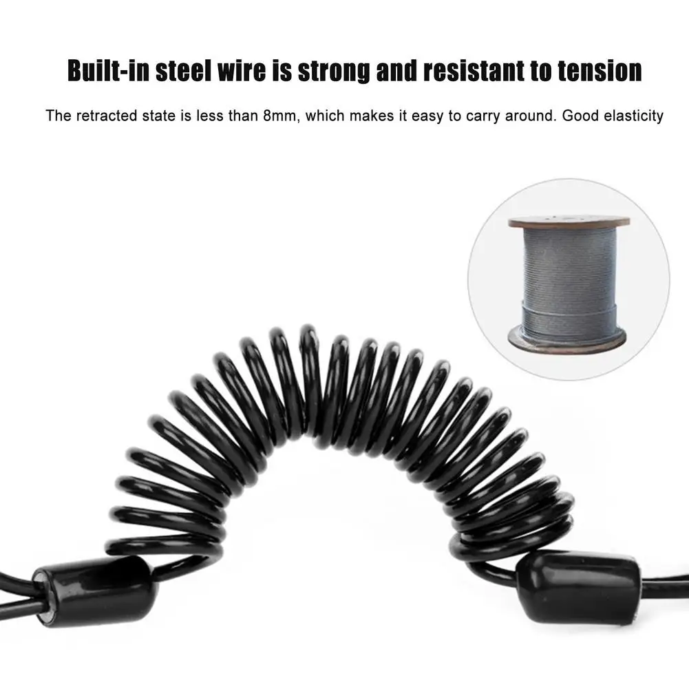 Motorcycle Scooter Disc Lock Cable Security Reminder Retractable Anti Theft Bike Moto Tools Bicycle Helmet Warning Spring Rope | Спорт и
