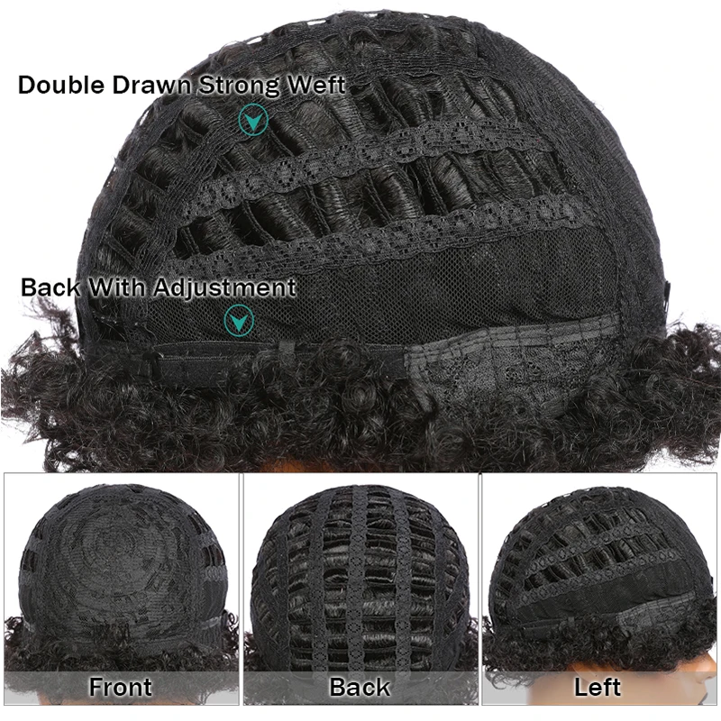 Короткие кудрявые парики для чернокожих женщин женщин|Парики полностью машинной