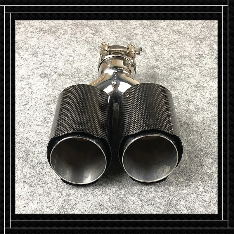 

Pcs Car Universal Y Model Glossy Black For Akrapovic Muffler Tip Tailpipe Nozzles Y Model Carbon Fiber Dual Rear Exhaust Pipe