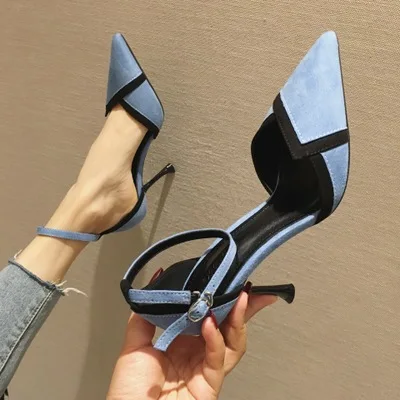 

New Girly Style Hollow Pointed Head Suede Shallow Mouth Female Stiletto High Heels Fashionable Sexy 8.5 Heels 7.5 Heels 5.5 Heel