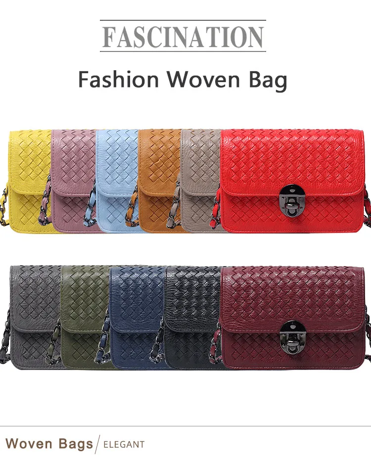 

New Arrival Fashion Luxury Bags Handmade Woven Chain Lock Handbag Lady Shoulder Bag for Women