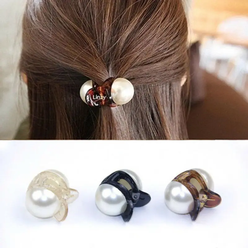 

1pc Female Pearl Mini Hair Accessories Hairpin Fashion Crystal Clip Hair Accessories Sweet Hair Claws Pearl Ponytail Holder
