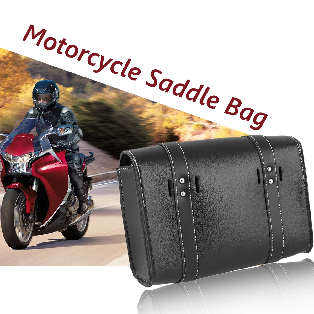 

Кожаная сумка-седло для мотоцикла, винтажная черная уличная сумка с искусственной пряжкой, с украшением
