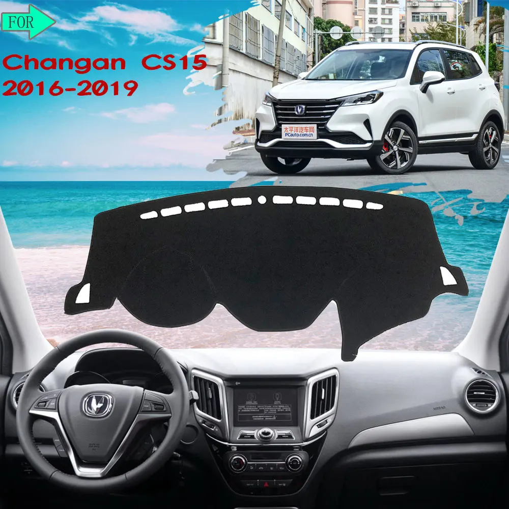 

Dashboard Pad Dash Mat Cover Rug Avoid Light Sunshade Carpet for Changan CS15 2016 2017 2018 2019 Stickers Car-Goods-Accessories