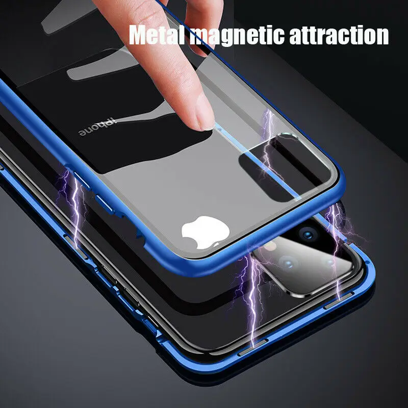 Роскошный двухсторонний стеклянный металлический магнитный чехол для iphone 11 Pro