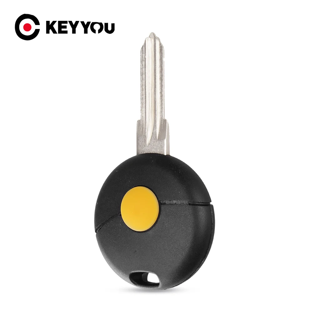 

KEYYOU Remote Car Key Shell Case Replacement Uncut Blade For Mercedes Benz Smart Fortwo Cabrio City Cross 1 Button Fob Cover
