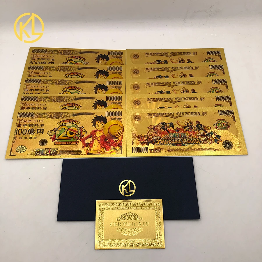 

10pcs/lot Japanese Anime One Piece. Luffy Boa Hancock Boa Hancock Gold Foil Banknote Plastic Card for Collection and Gift