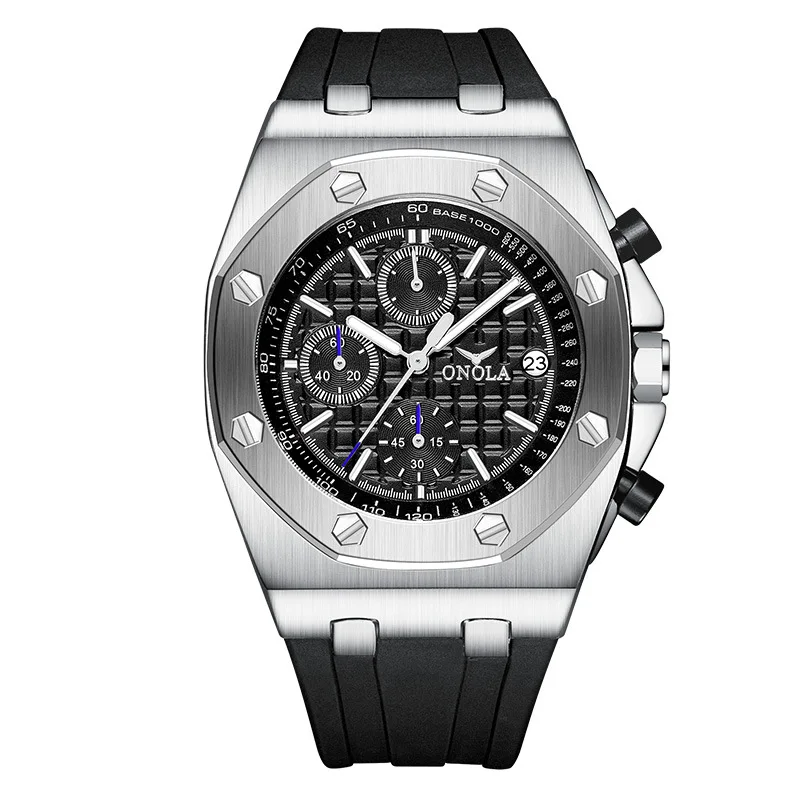 

ONOLA ON6805 Men Luxury Silicone Chronograph Sport Watch Man Clock Male Quartz Brand Men's Military Watches