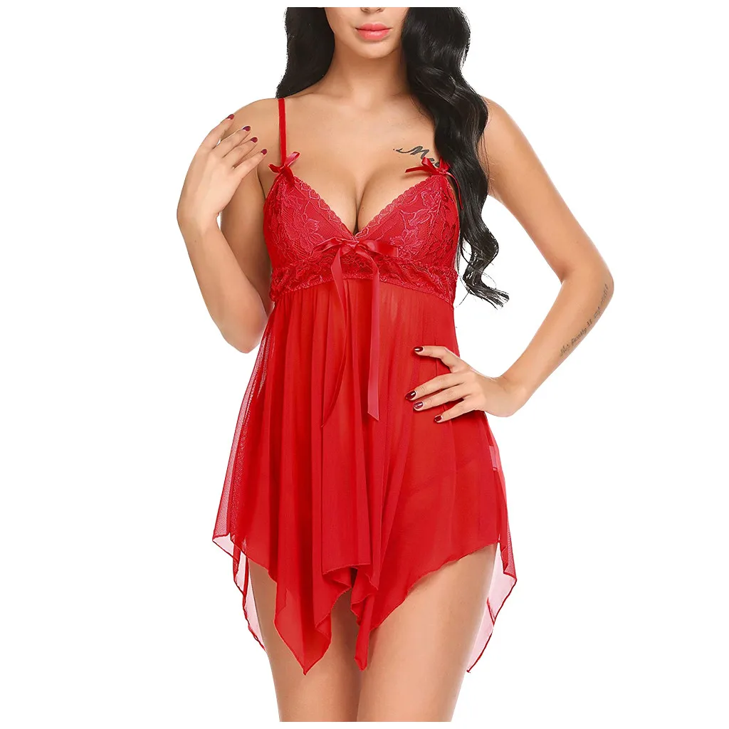 Женское сексуальное нижнее белье кружевная ночная рубашка сорочка с v-образным