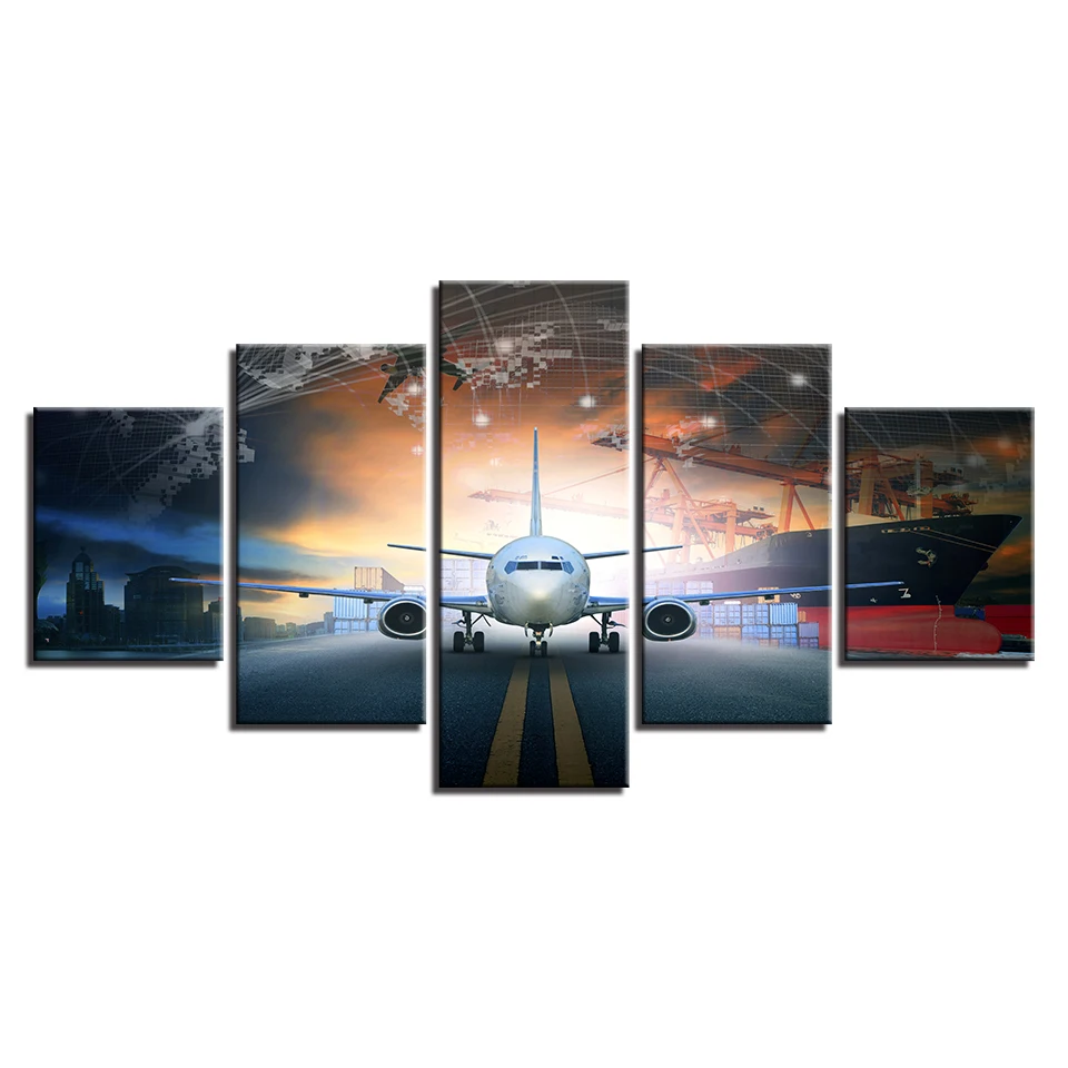 Wall Art Home Decor Abstract Poster 5 Pieces Aircraft HD Pictures For Living Room Frame Modern Printed Canvas Painting Artwork | Дом и сад