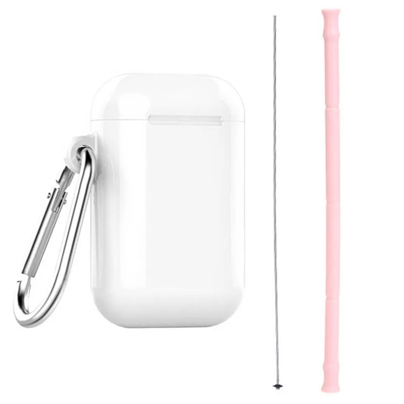 Pink 25cm Портативные силиконовые для путешествий складные соломинки многократного использования гнущаяся соломинка для напитков набор трубок с чехлом и щетка для чистки детей и взрослых - Цвет: Pink 25cm