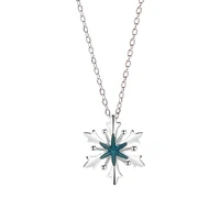 european and american six star snowflake sterling silver small fresh autumn and winter temperament pendant necklace christmas gi