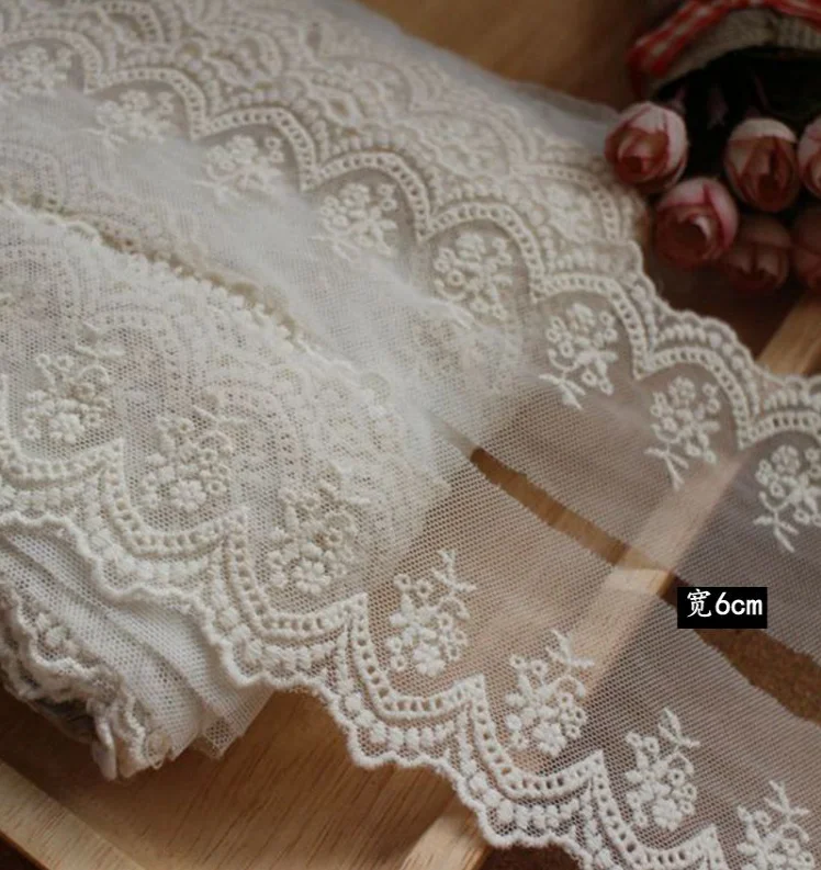 2 м/лот ширина 6 см бежевая кружевная ткань из 100% хлопка для украшения дома сделай