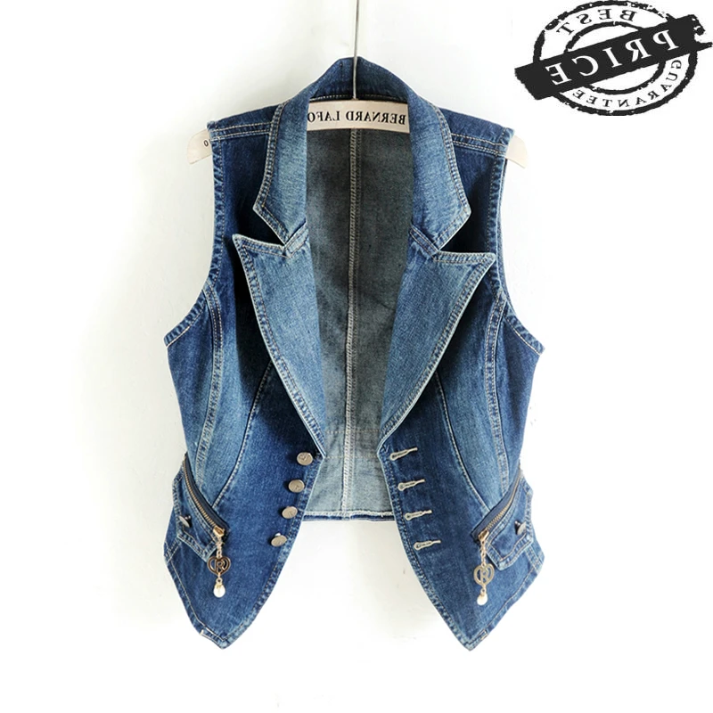 

Waistcoat Women's Sleeveless 2021 New Fashion Spring-autumn Denim Vest Jeans Female Casual Vests Lady Tops Clothes LWLaaa