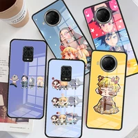 glass phone case for xiaomi redmi note 9s 8 9 10 pro max 8t 7 9c 9a 9t 8a k30 back cover shell demon slayer kawaii anime cute