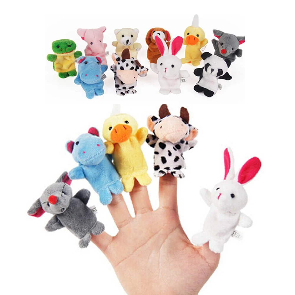 

10PCS Christmas Birthday Gift Cute Cartoon Biological Animal Finger Puppet Plush Toys Child Baby Favor Dolls Toys for Children