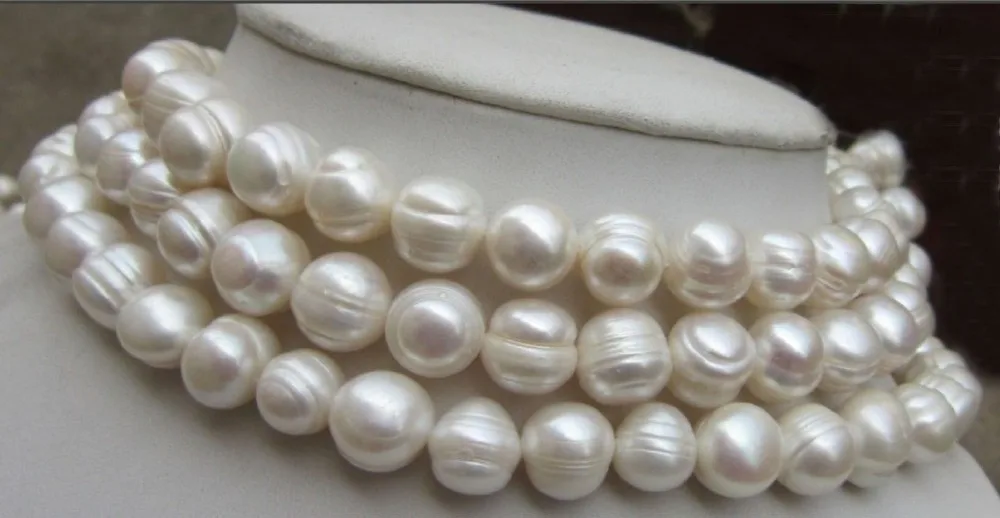 

Natural Huge9-10mm White south sea Baroque Pearl Necklace 50"