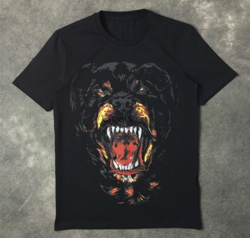 

Rottweiler Dog Print Fashion Men T Shirt Cotton Black