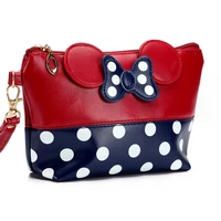 new fashion bow stitching cosmetic bag cute simple dot make up bag casual women travel toiletry case beauty storage bag
