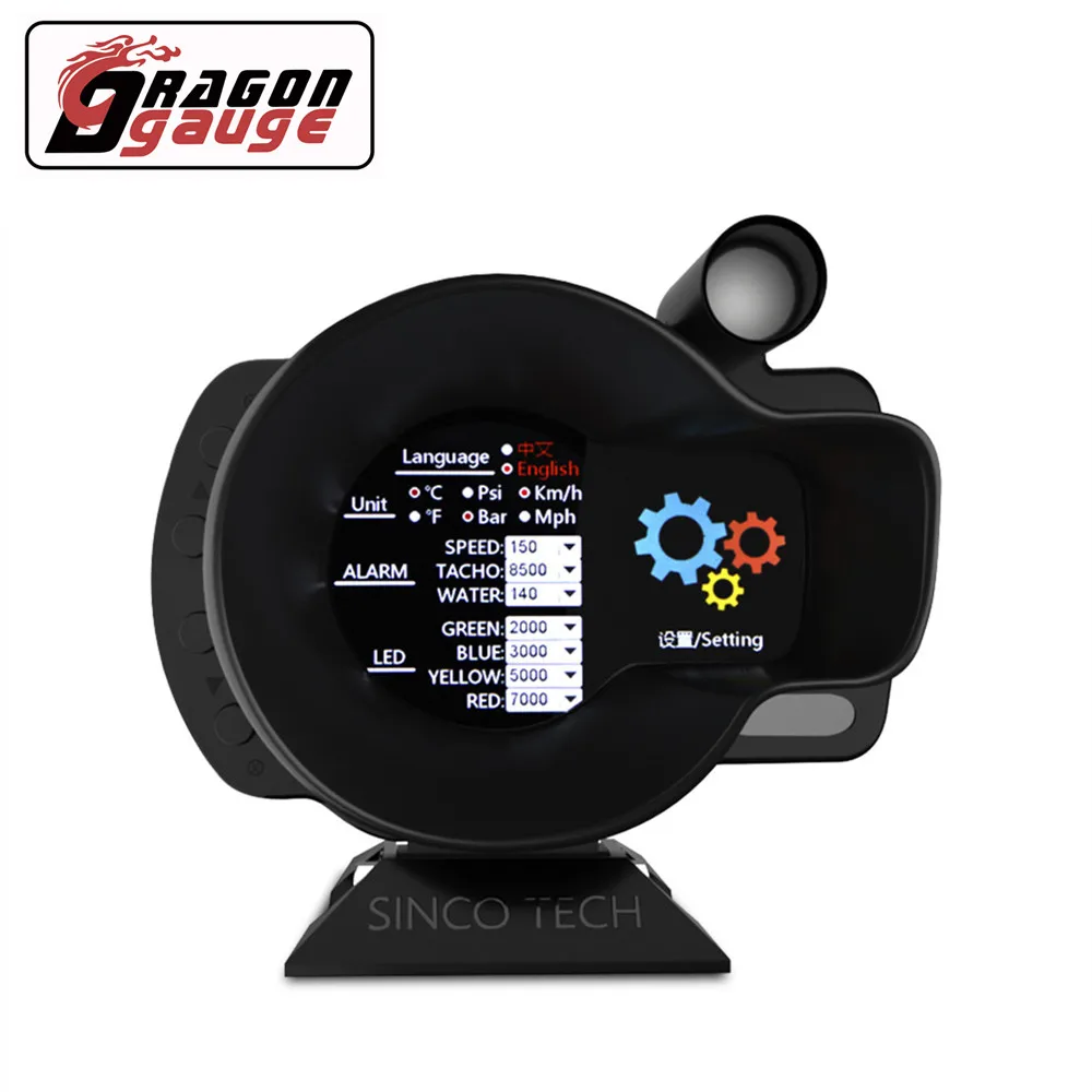 DRAGON 3 5 дюйма OBDⅡ Многофункциональный al LCD гоночный датчик RPM 10000 Max с функцией