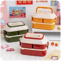 microwave kids lunch box cute student office food container large capacity food storage box with independent box cutlery