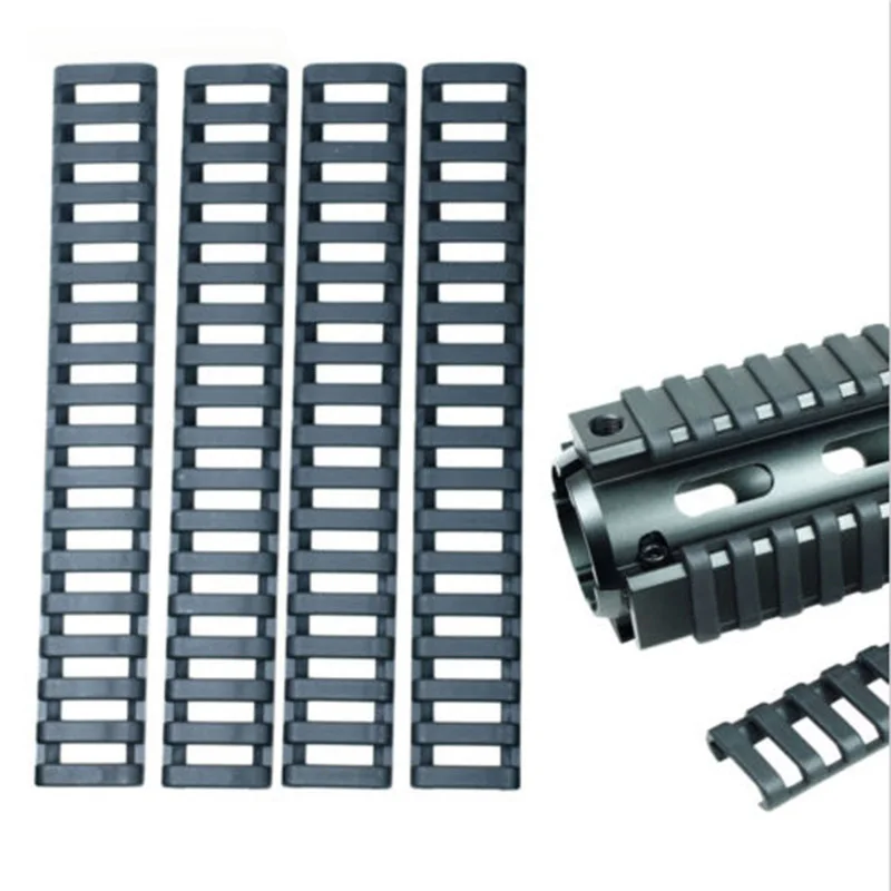 

4 Pieces Rubber Rail Covers Tactical 20mm Mount Picatinny Rail Military Adjustable Plastic Fish Bone Ladder Shape for Rifle