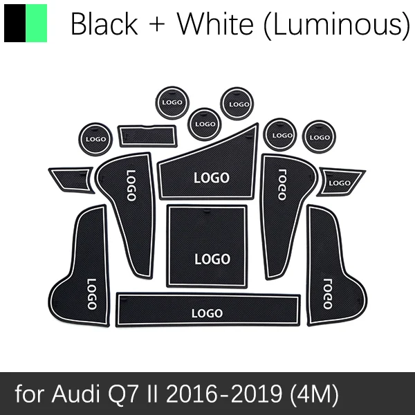 White Luminous Противоскользящий резиновый подстаканник для ворот для Audi Q7 MK2 4 M, коврик для двери, наклейки, нескользящая накладка, аксессуары - Название цвета: White Luminous