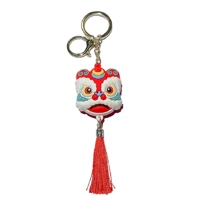 

Chinese Cartoon Lion Dance Keychains Accessories Cute Exquisite Pvc Cartoon Doll Key Chain Bag Car Pendant Keyring Gifts