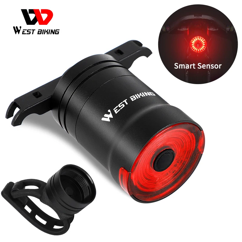 

WEST BIKING Smart LED Bicycle Tail Light USB Rechargeable Auto Start/Stop Waterproof Bike Brake Sensing Safety Warning Light