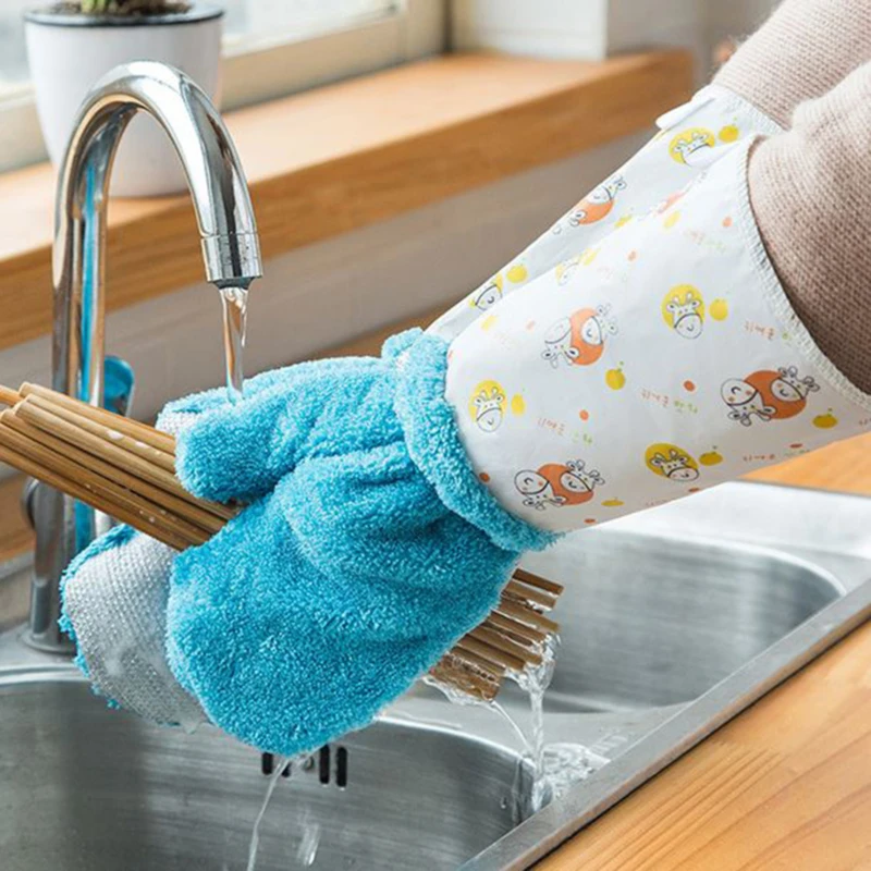 Пищевые полиэфирные перчатки для мытья посуды толстые прочные удобные