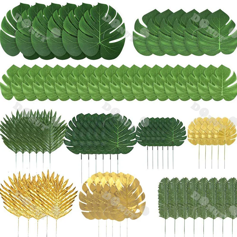 

Artificial Tropical Palm Leaves Hawaiian Luau Party Summer Jungle Theme Party Decoration Wedding Birthday Home Table Decor