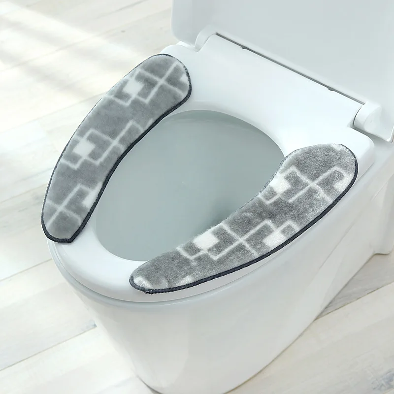 

1Pair 25Styles Self-adhesive Cartoon Toilet Cushion Generic Soft Warm Flannel Plush Bathroom Winter Seat Decoration Sticker Pad
