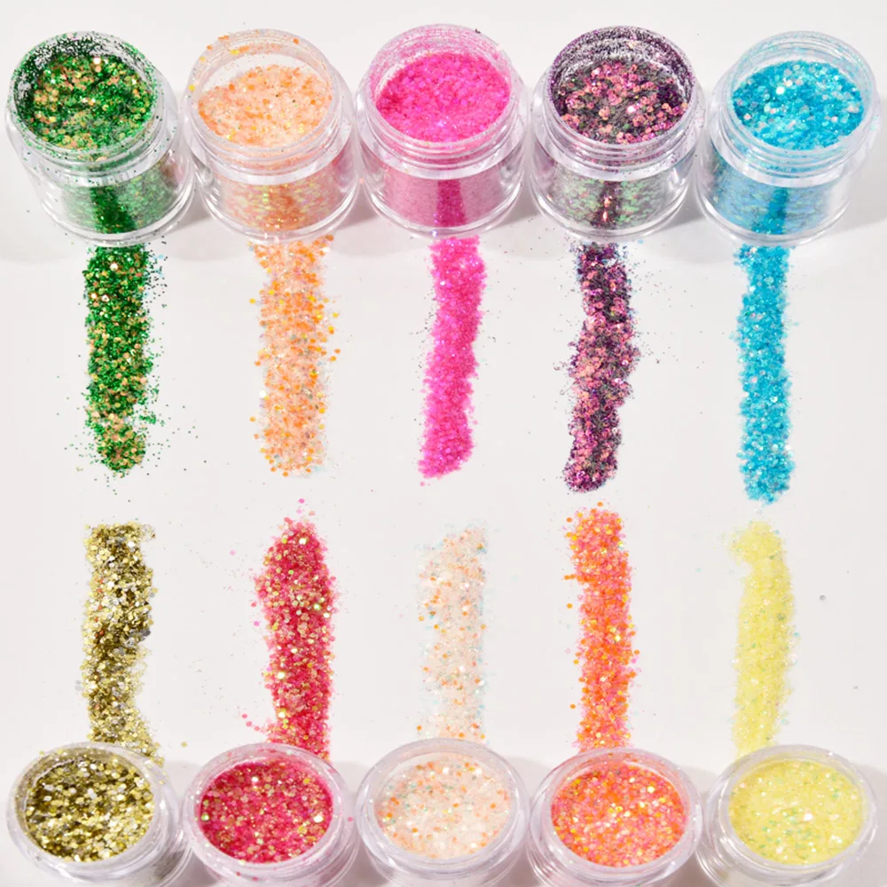 

1Bottle Holographic Nail Glitter Sequins Powder Mixed Color Flake Laser Paillette Manicure For Gel Beauty Nail Art Sequins #VG54