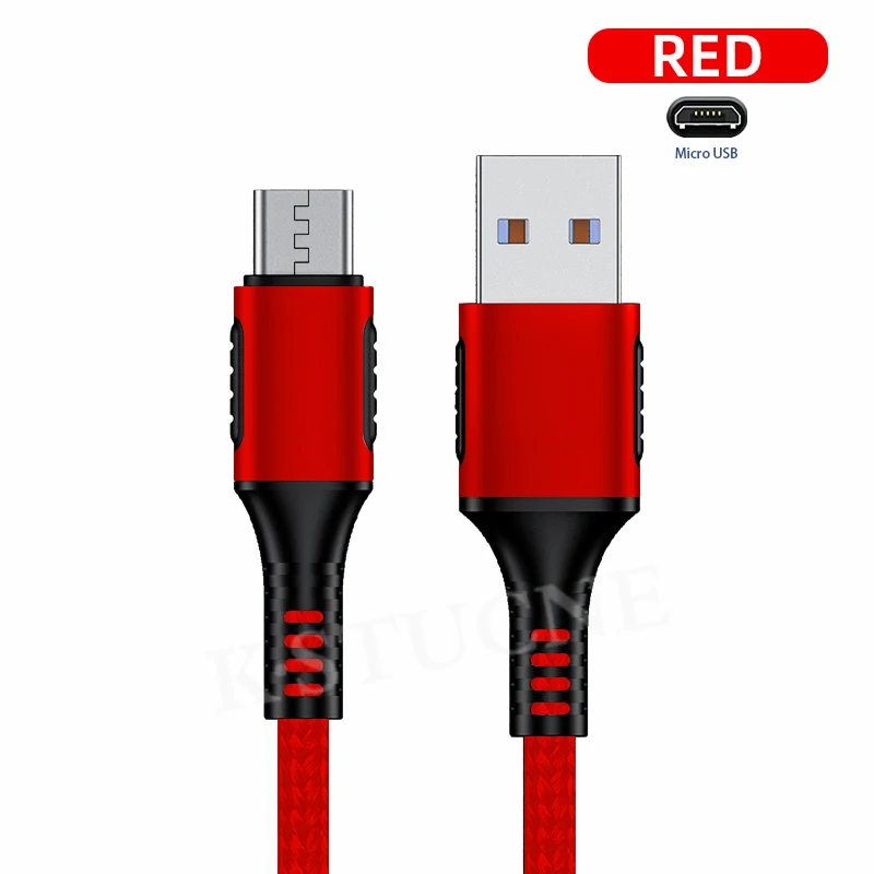 Кабель Micro USB 3A для Xiaomi Redmi Note 5 Pro, кабель Micro USB для зарядки и передачи данных для huawei samsung S7 S6, кабели для мобильных телефонов Android - Цвет: Красный