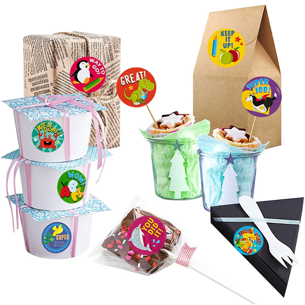 Nuevo 500 uds/rollo etiqueta engomada del Animal dise&ntilde;o de unicornio chicas aliento de sellado etiqueta recompensa Calcoman&iacute;a para ni&ntilde;os de juguete para los ni&ntilde;os regalos-3