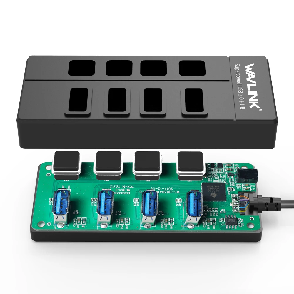 Wavlink USB Hub 3 0 Мульти концентратор супер скорость 5 Гбит/с с переключателем ВКЛ/ВЫКЛ