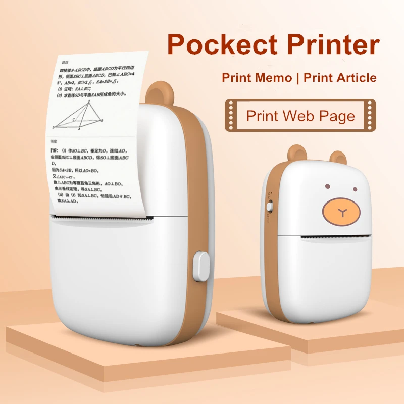 

Mini Thermal Printer Bluetooth Mobile Portable Photo Printer Pocket Student Error Problem Printer
