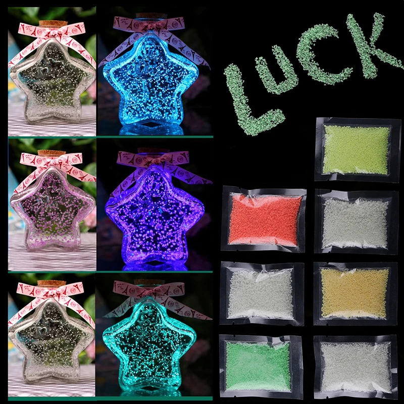 

2020 Hot Sell 10g Luminous Party Bright Noctilucent Sand Paint Star Wishing Bottle Fluorescent Particles Fish Tank Decorations