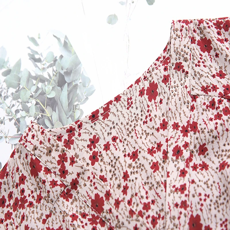 

womens dresses new arrival 2021 long dresses chiffon dress flower pattern loose long sleeve plus size