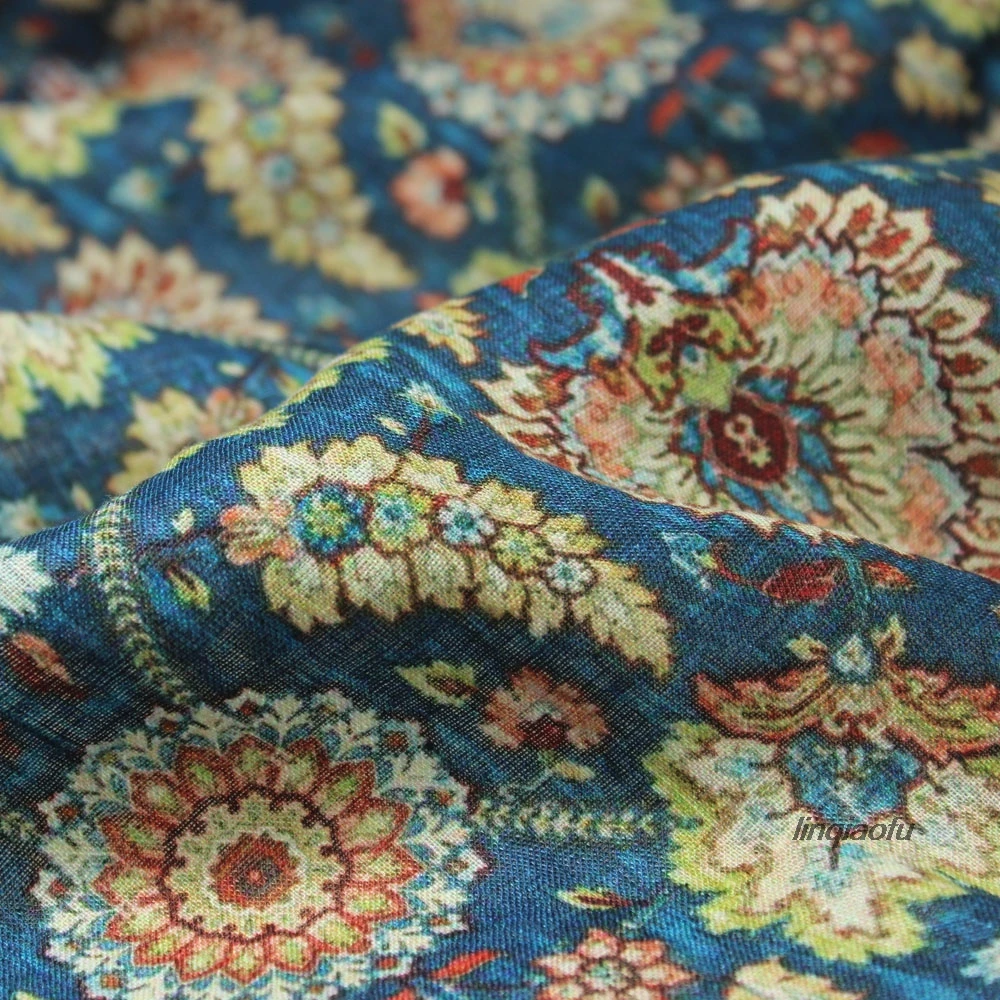 

Digitally printed pure linen original style clothing fabric