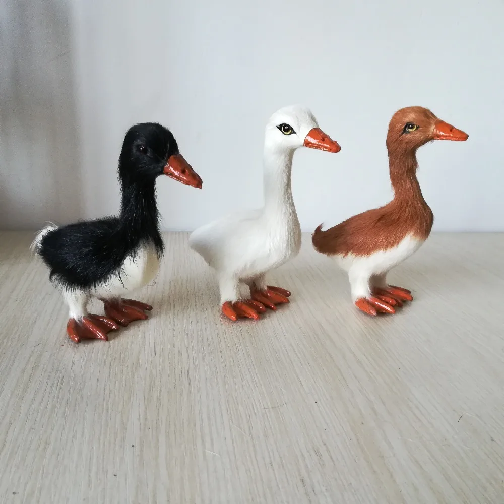 Настоящая игрушка дикая утка жесткая модель 13x12 см пластик и мех реквизит ручная