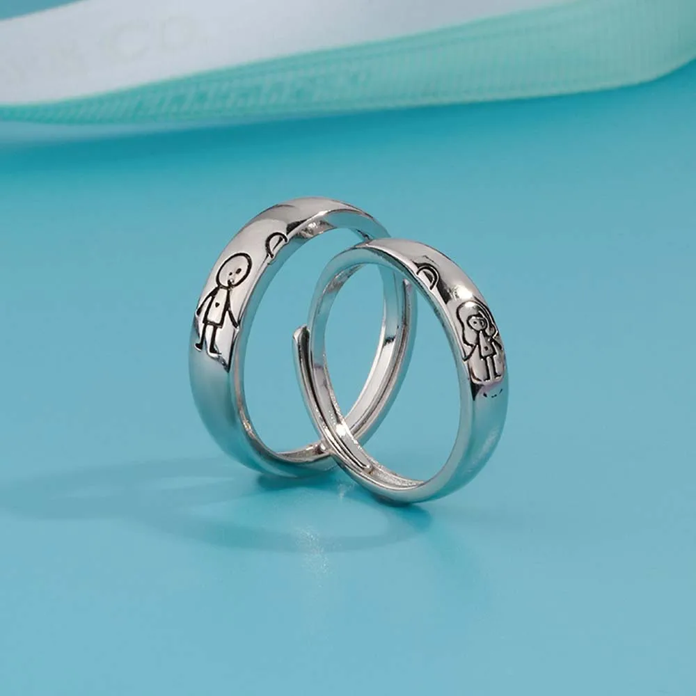 Мультяшный мальчик и девочка гравировка обещание соответствие обручальное