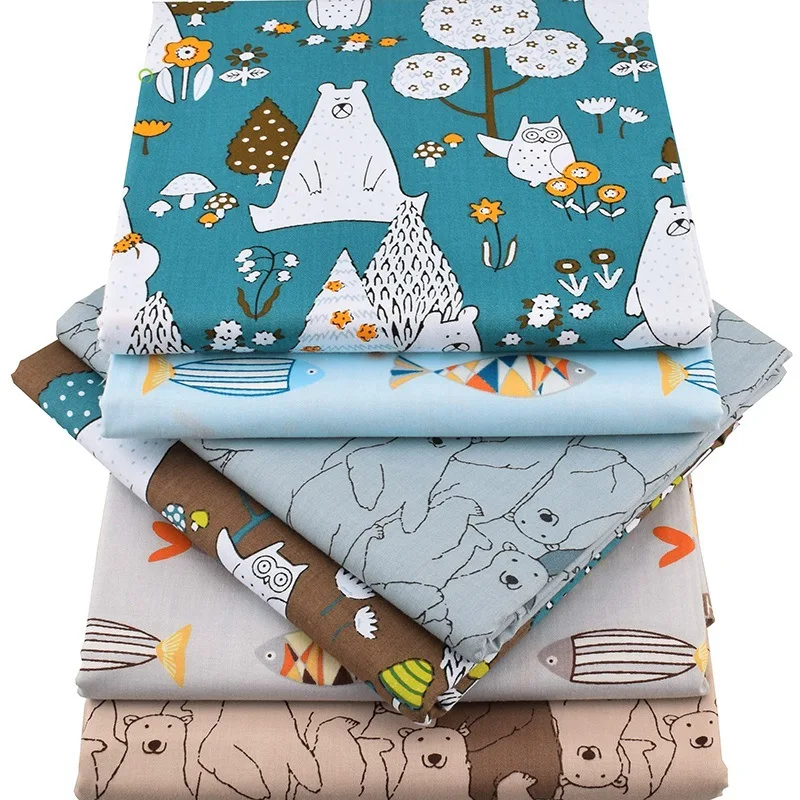 Хлопковая Лоскутная Ткань с принтом для одежды кукол изображением медведя из