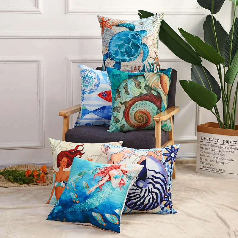 

Mediterranean Blue Series Cushion Cover Pillowcase Sofa throw pillows coussin Covers kussenhoes 45x45 funda cojin Home Decor