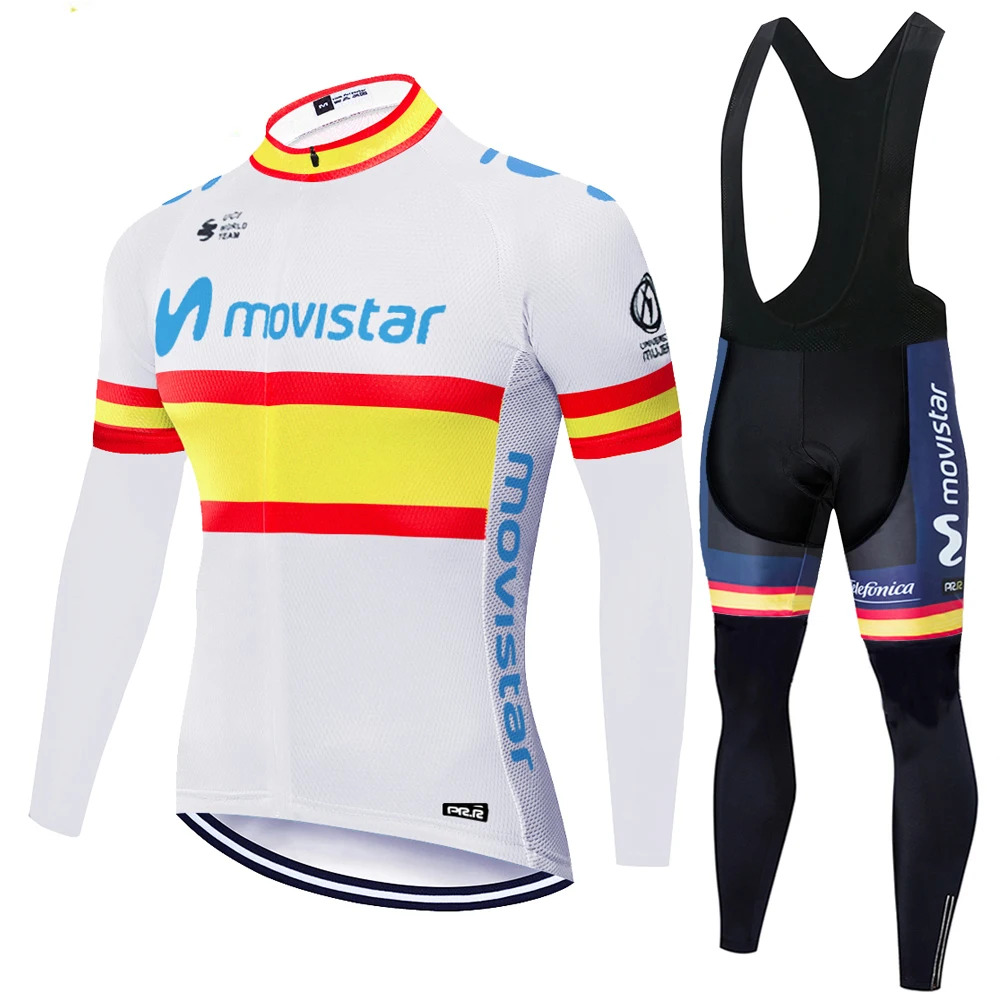 Зима 2020 movistar Велоспорт Джерси Горный велосипед верхняя одежда Bib брюки дышащая
