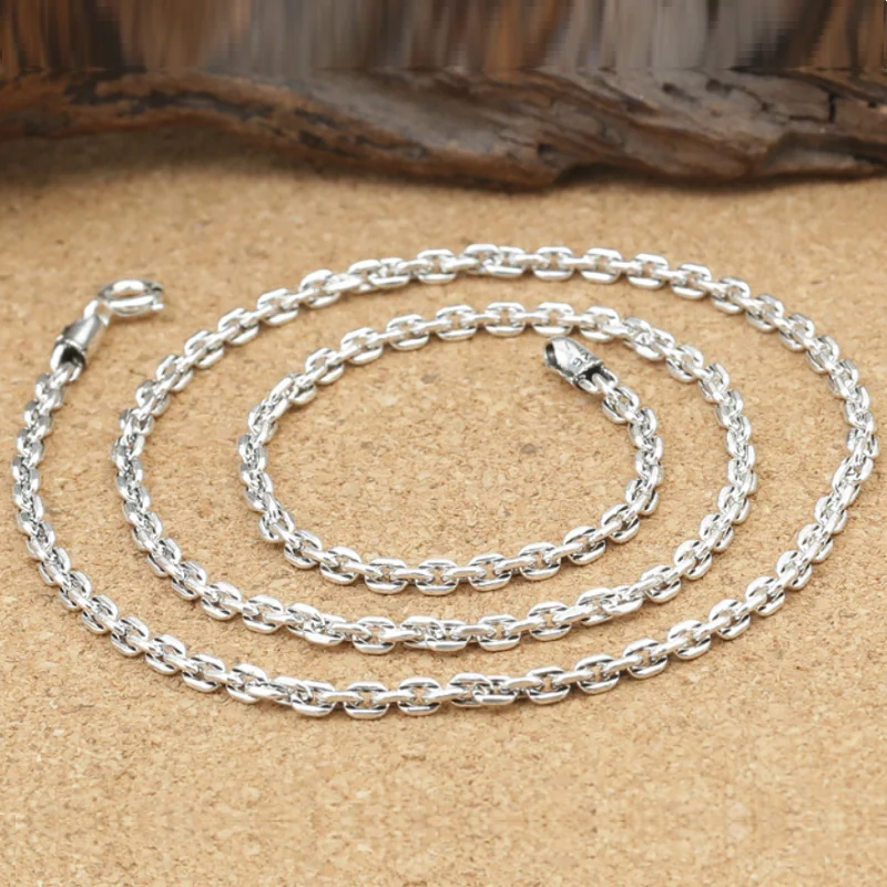 Чистое серебро 3 мм Ожерелье S925 Стерлинговое ювелирные изделия квадратное